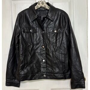 Sanctuary Womens Vegan Leather‎ Jacket Size S/ M Trucker Grunge Streetwear